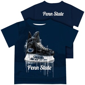 navy youth performance short sleeve tee dripping hockey skate above Penn State